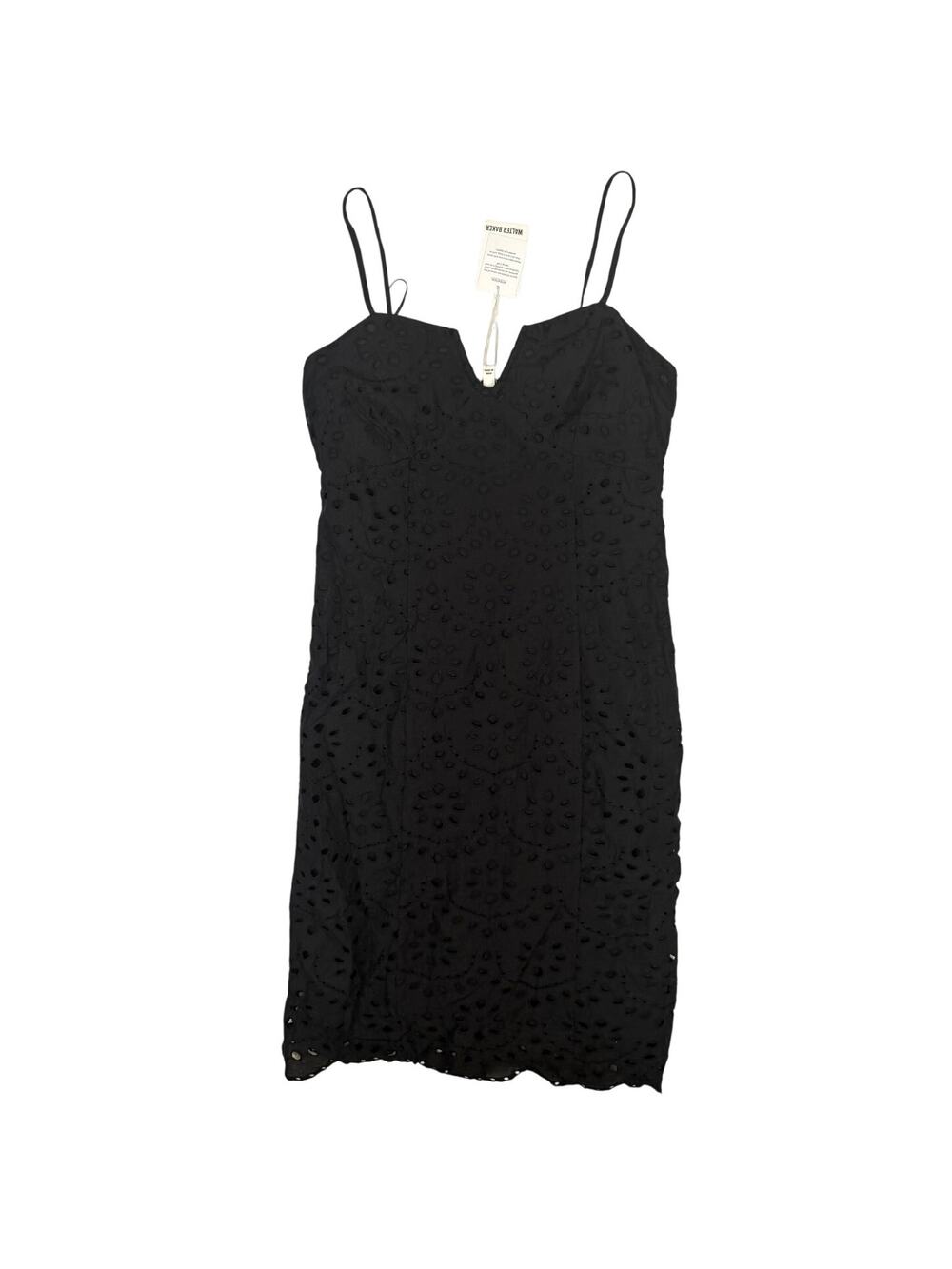 Walter Baker Midi Bodycon Eyelet Lace Cottagecore Split Neck Dress Madena 6